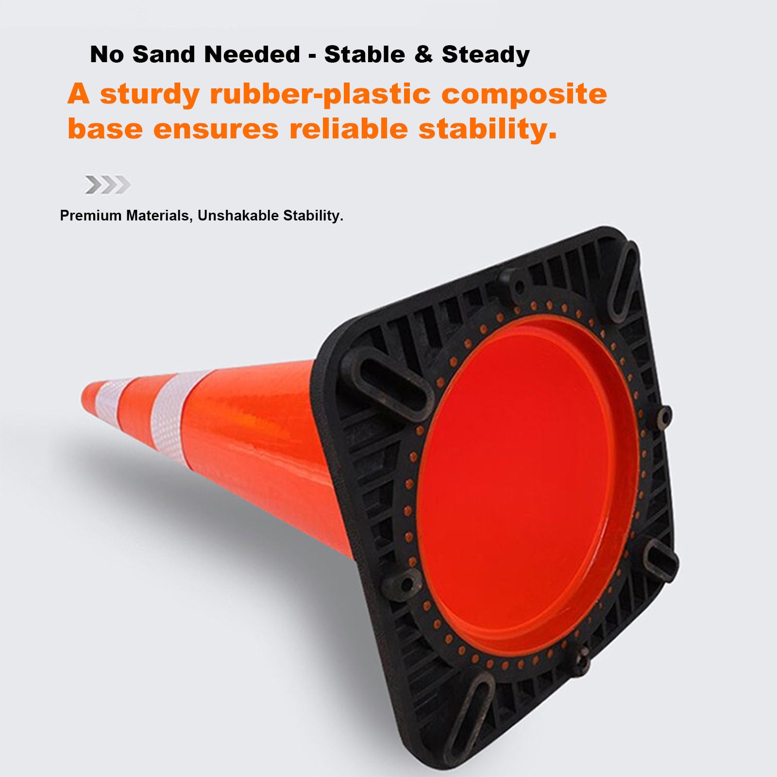 Cono de Tráfico PVC Seguridad Vial Reflectante - Cono de Aislamiento Flexible con Base de Goma para Construcción y Aparcamientos(Size:70cm,Color:A)