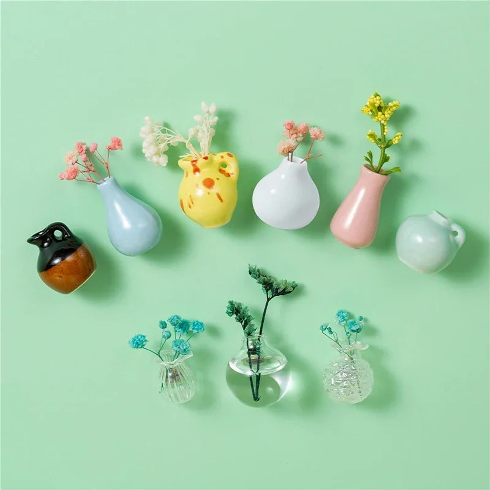 3-8 szt. mini wazonów ceramicznych - DIY porcelanowe magnesy na lodówkę na kwiaty i wiadomości - idealny zestaw upominkowy do kuchni (9)