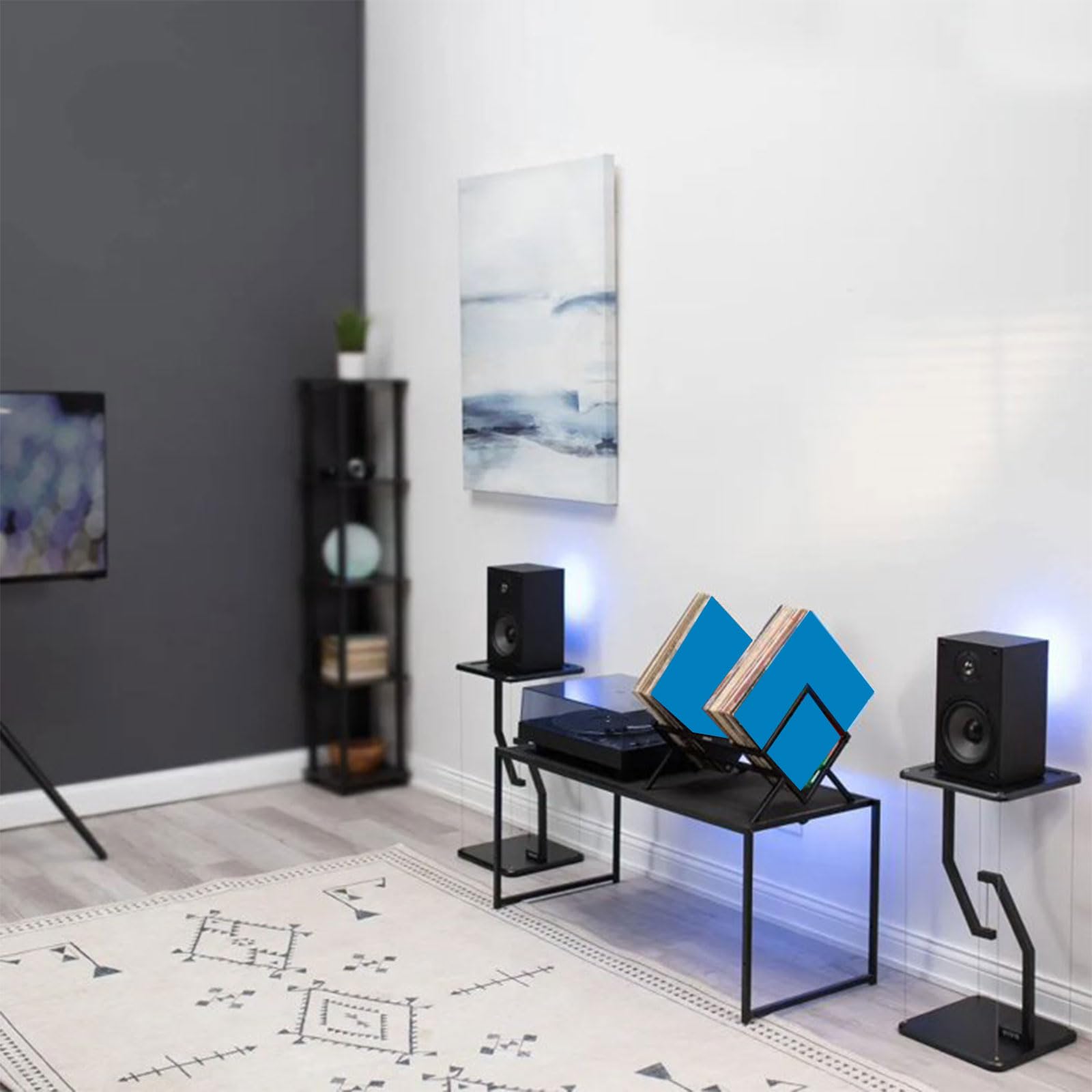 Elegante supporto per dischi in vinile in metallo con base robusta, supporto da scrivania per gli appassionati di musica, espositore per adulti per dischi e oggetti da collezione