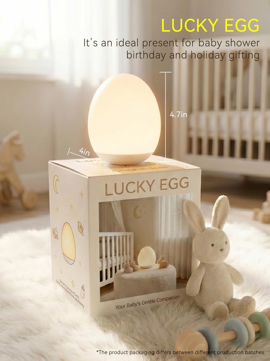 Luz nocturna de huevo de silicona para bebés, atenuación de 3 niveles, sensor de grifo y temporizador de 30 minutos, lámpara portátil para habitación de niños