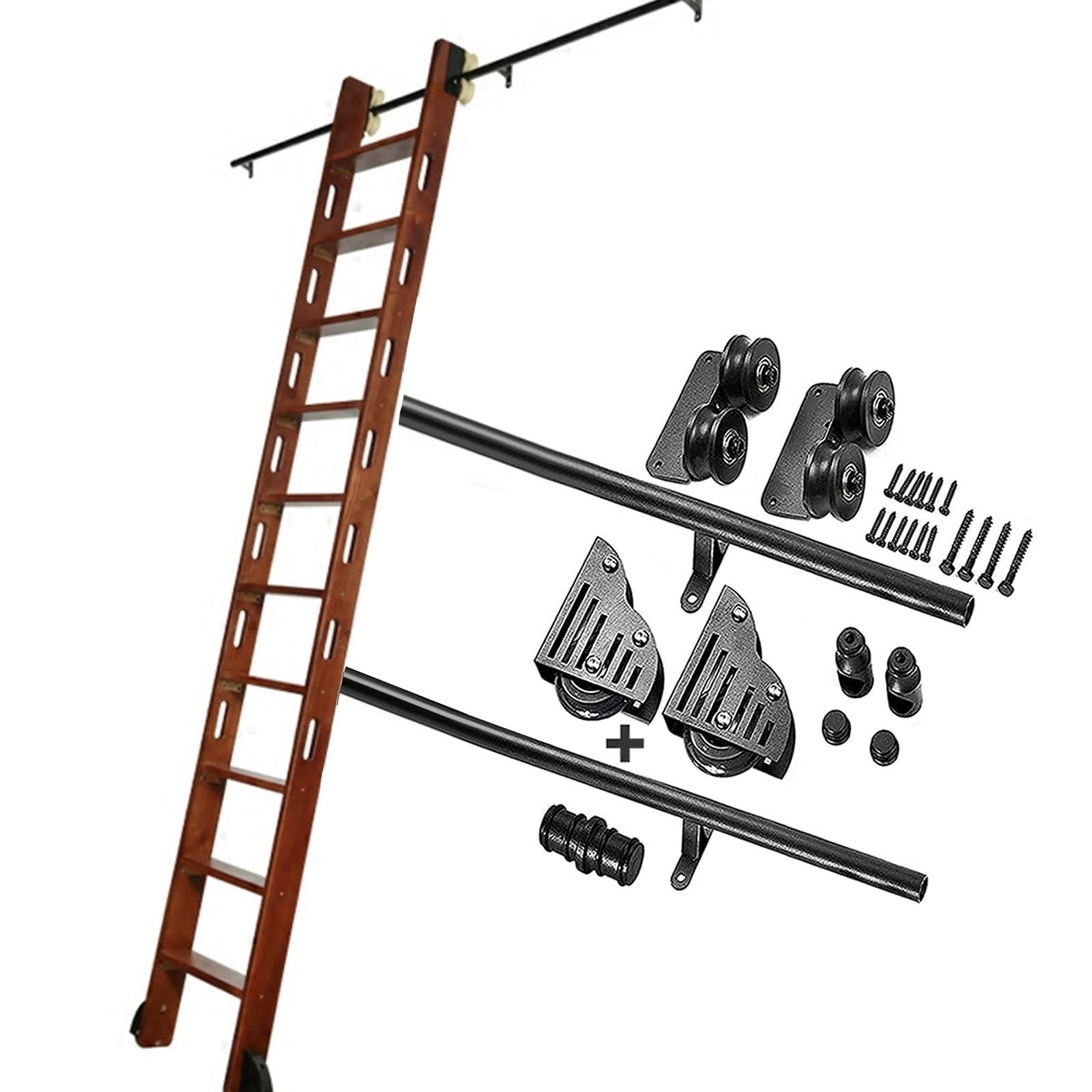 Kit de matériel pour échelle coulissante pour aménagement de bibliothèque et mezzanine moderne