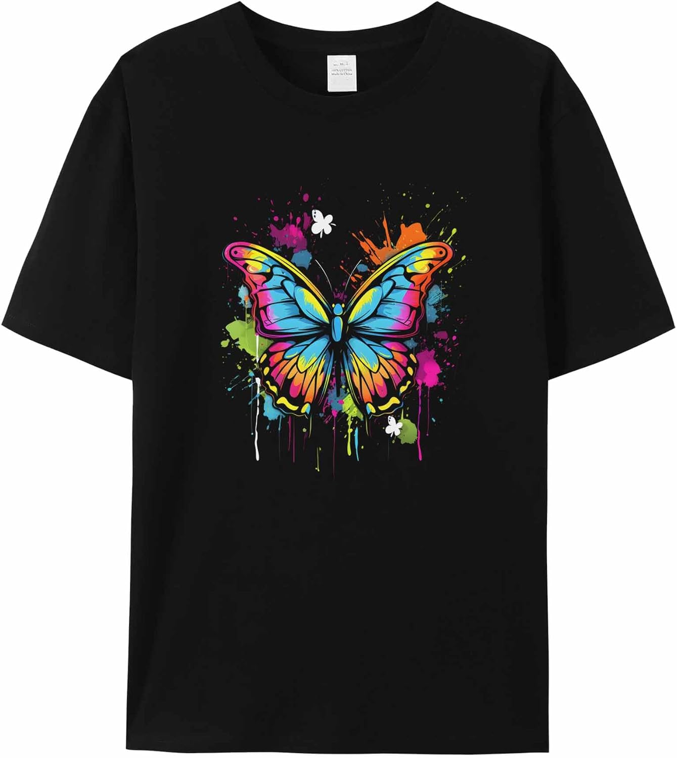 Colorful Butterfly T Shirts for Women Graphic Short Sleeve T Shirts Cute Pattern Cotton Crewneck Casual Summer Tops - Image 5