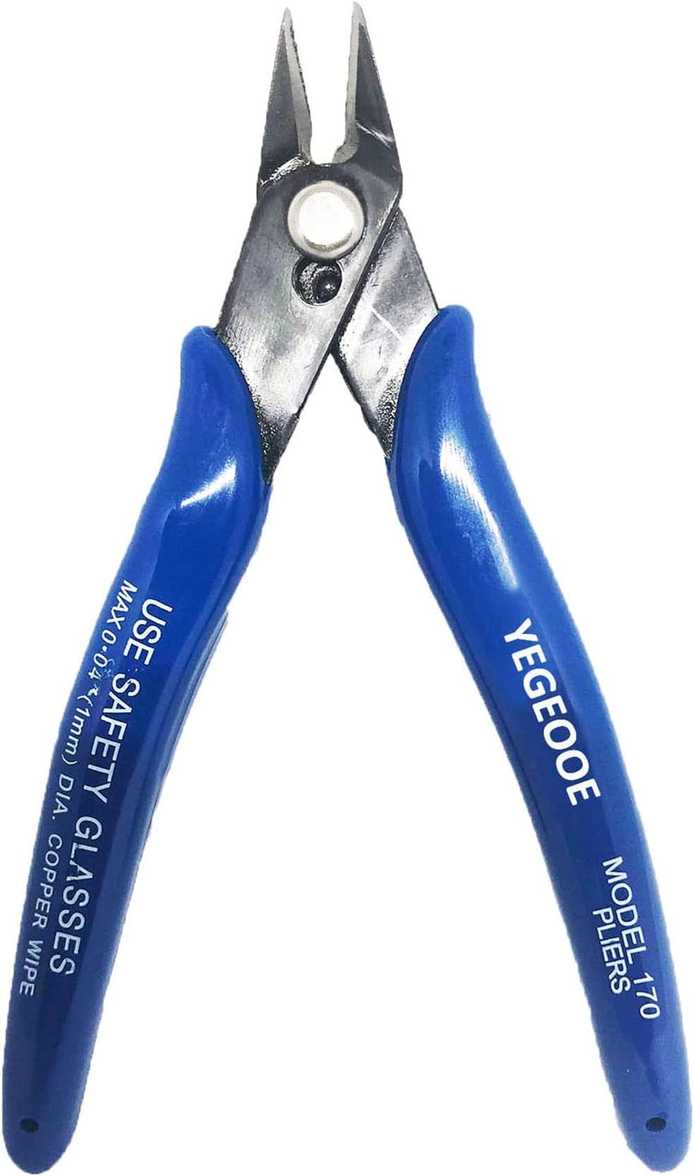 Wire Cutters, 170 Micro Flush Cutters with Spring, Wire Cutting Pliers, Wire Snips, Clean cut Pliers, Shear Cutters for Electronics Soft Copper Jewelry Making, 5-inches, Blue…