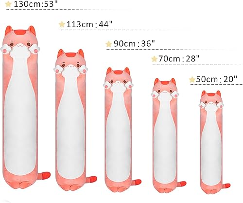 Miniatura 3 de Caaaat Peluche largo de gato rosa, animales de peluche suaves, gatito Kawaii para niños, almohada de felpa para dormir, juguetes de peluche, regalo