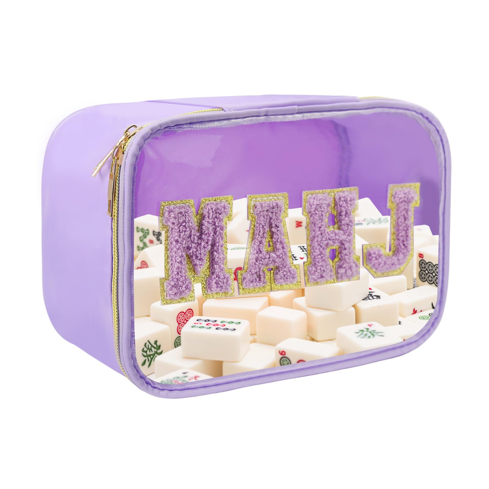 Kanoauo Sac De Tuiles Mahjong, Grand Sac Accessoire pour Mahjong avec Fermeture Éclair, Organisateur Protecteur Transparent pour Voyage Studio Compétition Quotidienne Fête Extérieure Pique-Nique