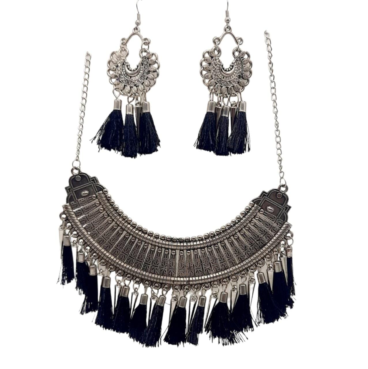 See full amazon price history chart for Just In Jewellery Trendy Oxidised Silver Black Tassel Trendy Necklace Jewellery Set With Earrings For Girls & Women Just In Jewellery Trendy Oxidised Silver Black Tassel Trendy Necklace Jewellery Set With Earrings For Girls & Women (B0BQYTH83G) Amazon Price History, Amazon Price Tracker