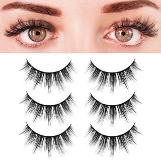 رموش صناعية منك خفيفة الوزن ثلاثية الأبعاد بتأثير عين القطة الطبيعي للحجم والتكثيف من شي، 3 أزواج/شكل 1، مظهر طبيعي، (A07)