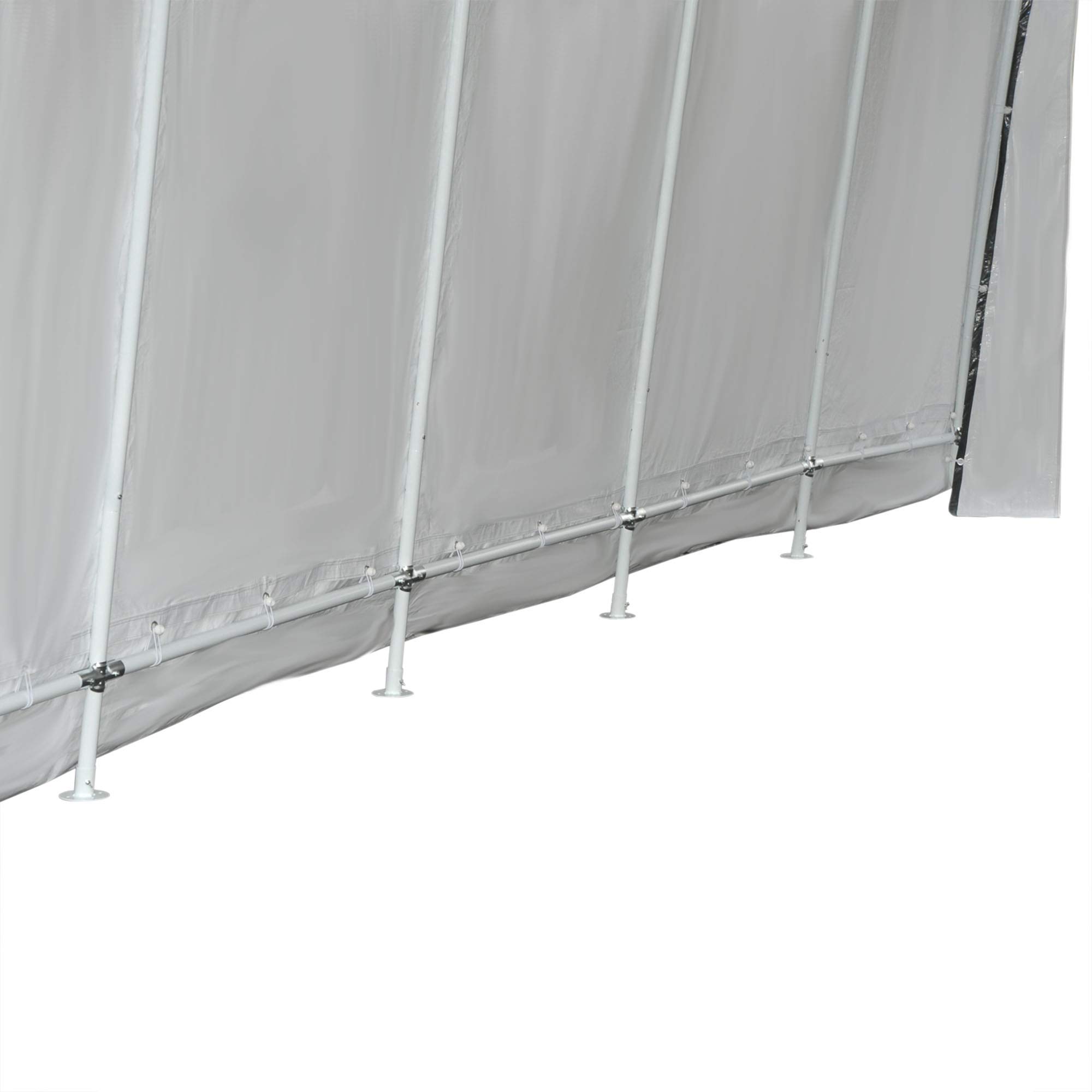 Outsunny Tente Garage carport dim. 6L x 3,6l x 2,75H m Acier galvanisé Robuste PE Haute densité 195 g/m² imperméable Anti-UV Blanc Gris