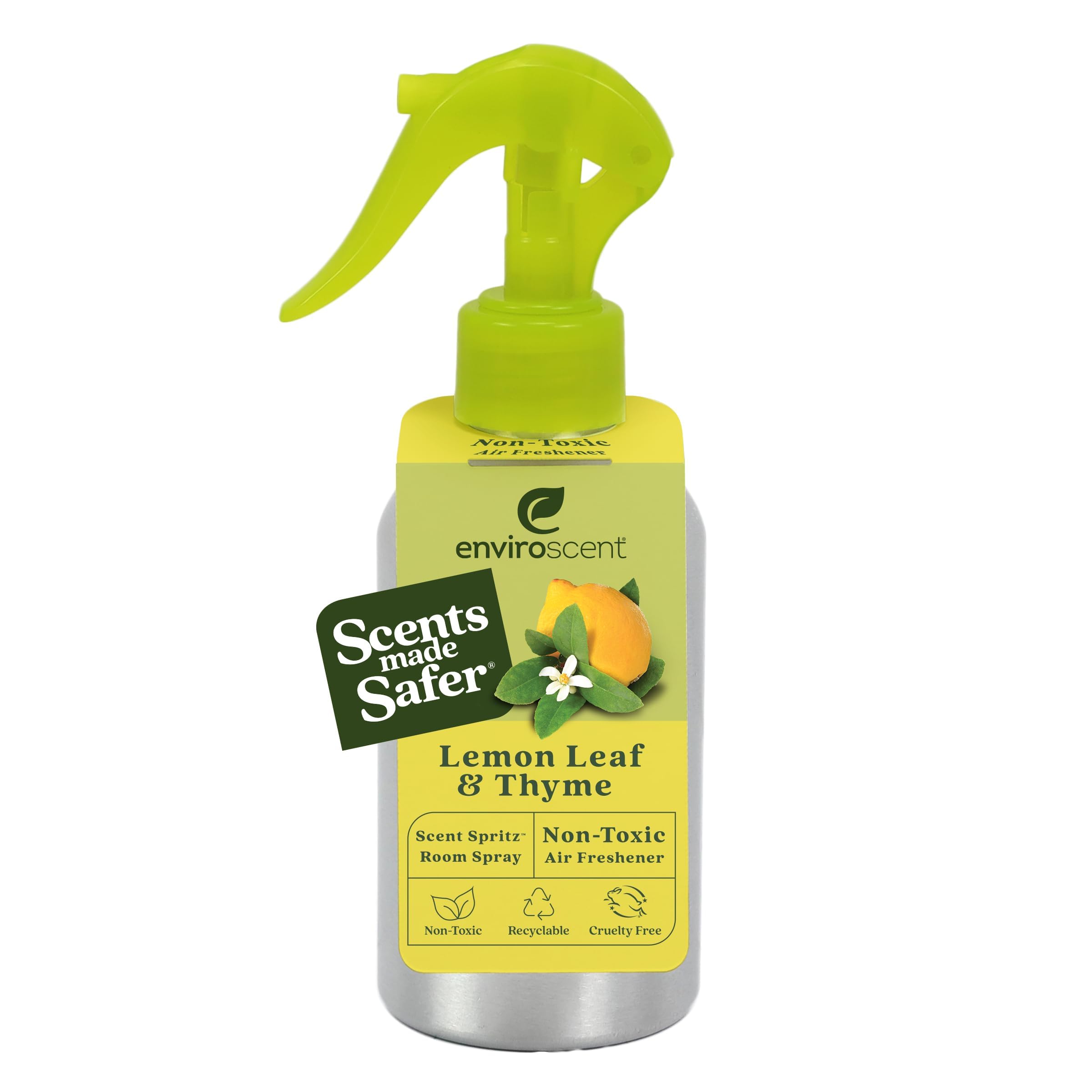 Enviroscent Non-Toxic Air Freshener for Home (Lemon Leaf & Thyme) | Room and Bathroom Spray | 1 Reusable Scent Spritz Trigger and 1 Recyclable Refill