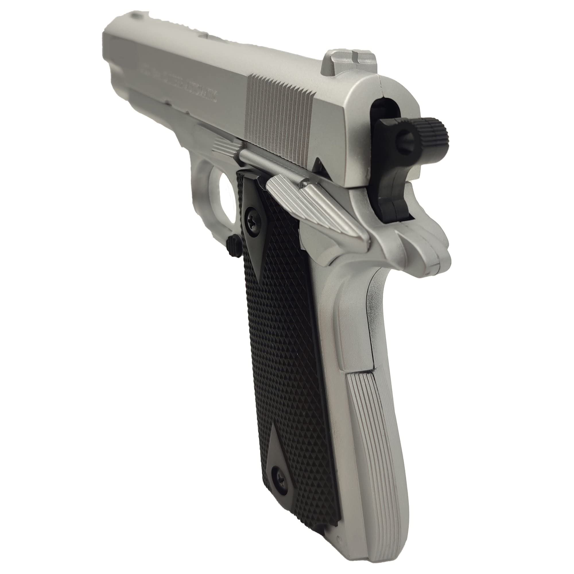 Pistola de Muelle Airsoft 1911HFC/Color: Negro y Plata/Material: Plástico ABS de Alta Resistencia/Potencia: 0,2 Julios