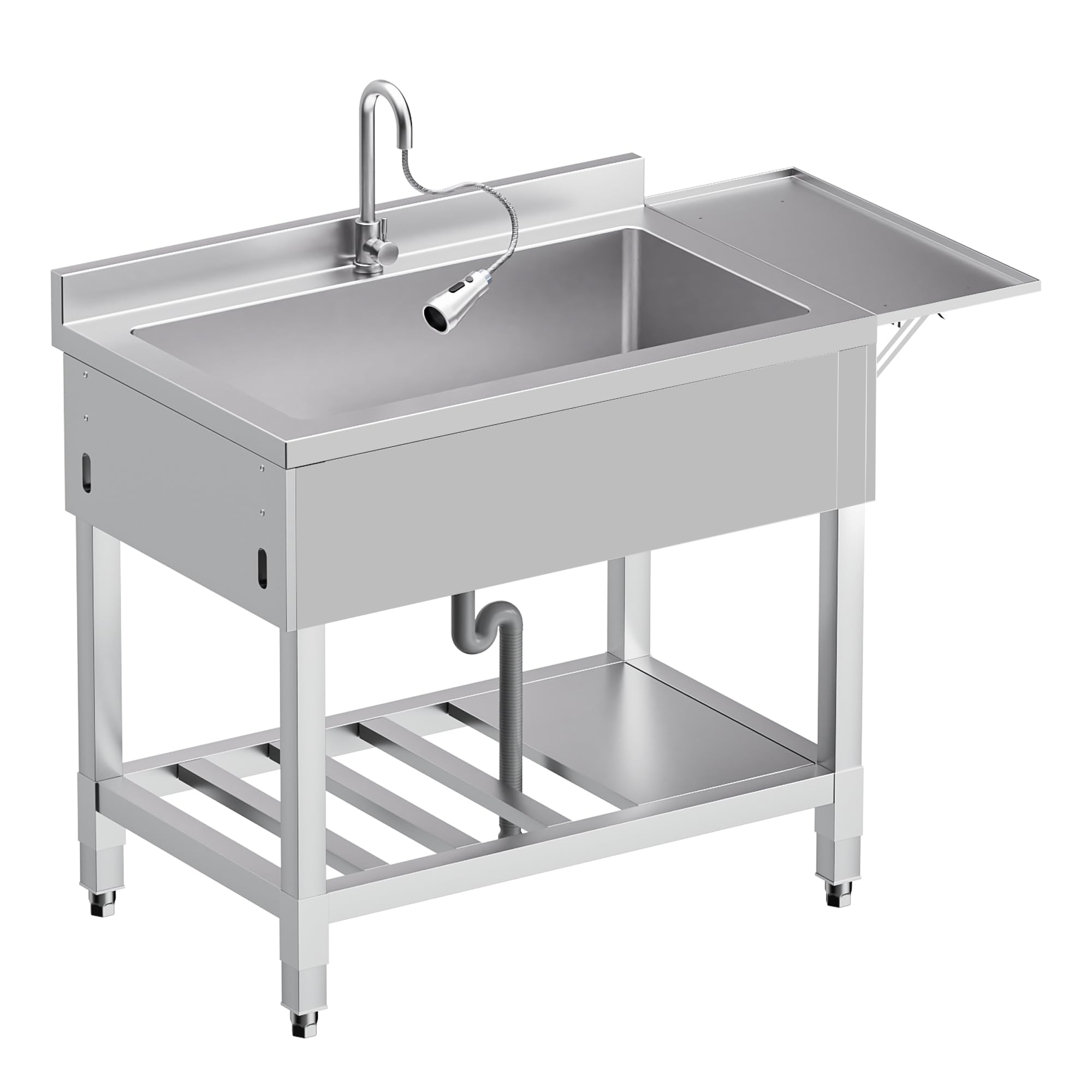 Foldable Stainless Steel Utility Sink, Freestanding Laundry Sink