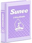 SUNEE 3 Beurre à anneaux 1 Anneau D de pouce, vue claire Binder Trois anneaux sans PVC (Fit 8,5x11 pouces) pour fournitures scolaires ou de bureau, bleu pastel, paquet de 1