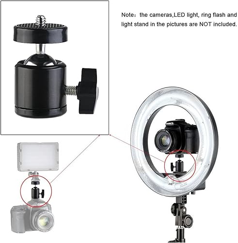 Miniatura 6 de SLOW DOLPHIN Adaptador de montaje para zapata caliente, cabeza de bola giratoria de 360 grados, cabeza de tornillo de trípode de 14 para cámaras,