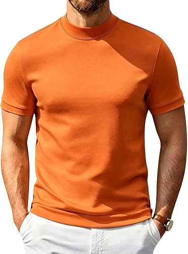 Turtle Neck Shirt Men Slim Fit Pullover Compression Stretch Basic Undershirt Tur