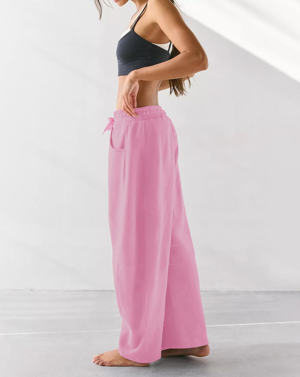 IWD Womens Sweatpants 2026 Baggy Wide Leg Pants Casual Elastic Waisted Drawstring Barrel Sweat Pants with Pockets - Image 6