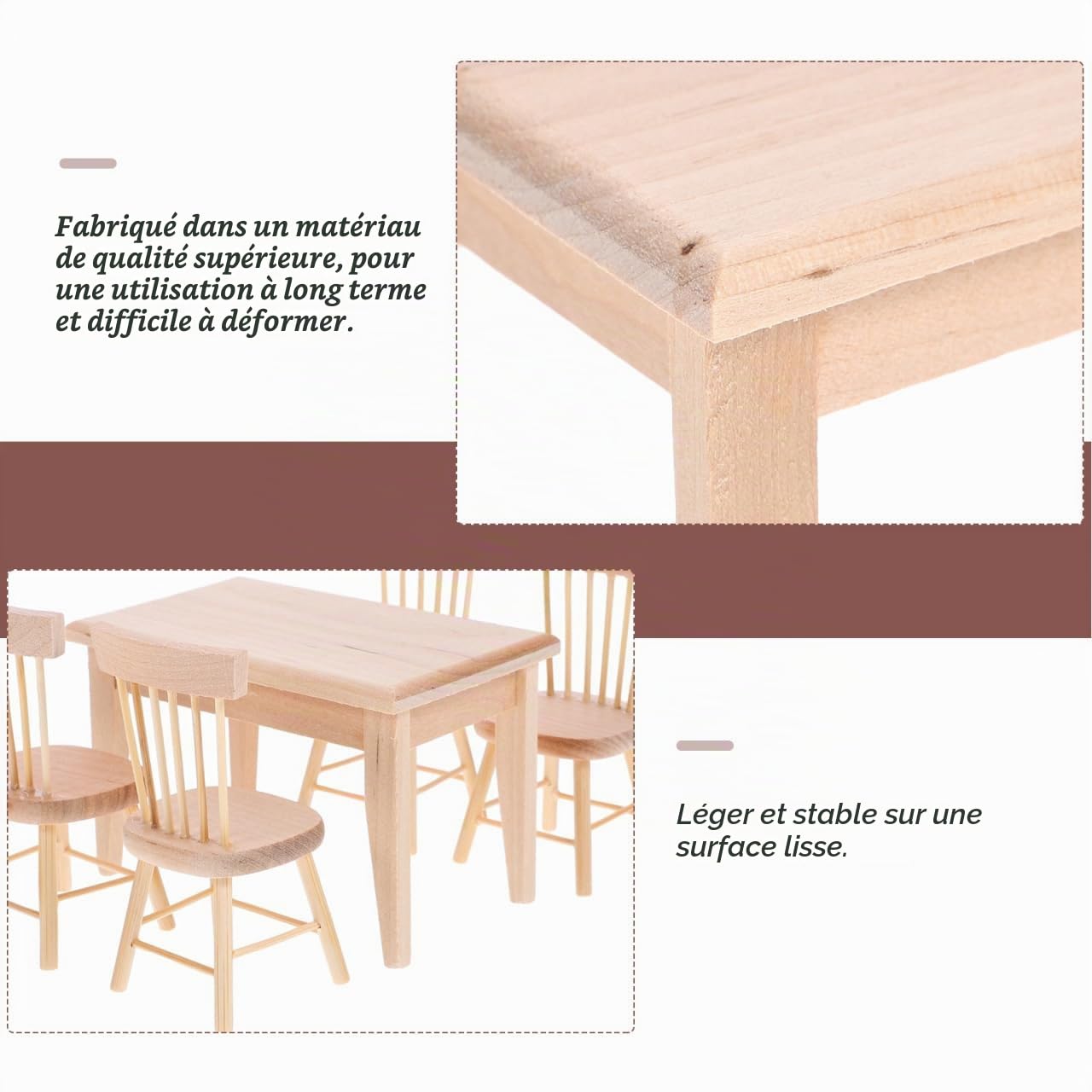 ibasenice Mini Meuble Maison De Poupée Siège en Bois Mobilier Maison Poupée pour Micro Décors Accessoires De en Bois Ornement De Bureau Et Photo
