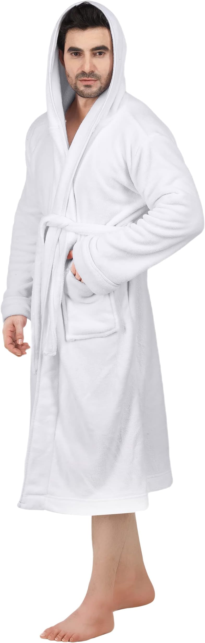 NY Threads Mens Hooded Robe - Plush Long Bathrobes for Men