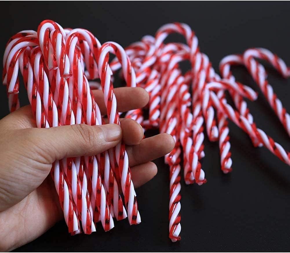 ToBeIT 64pcs Candy Canes Plastic Christmas Tree Hanging Ornaments (64 pcs)