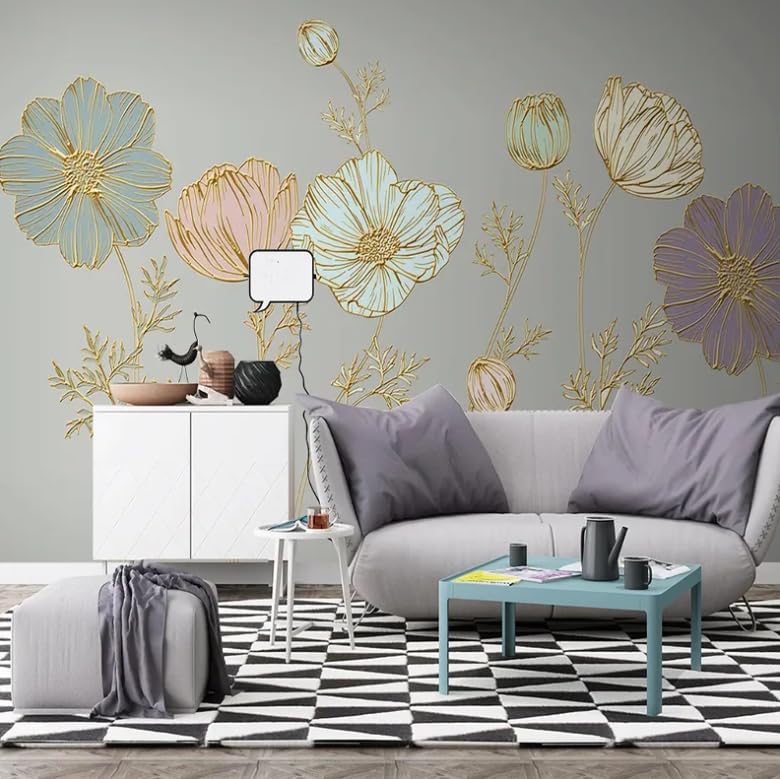 Papier peint plante relief 3D pour agrandir un salon ou une chambre