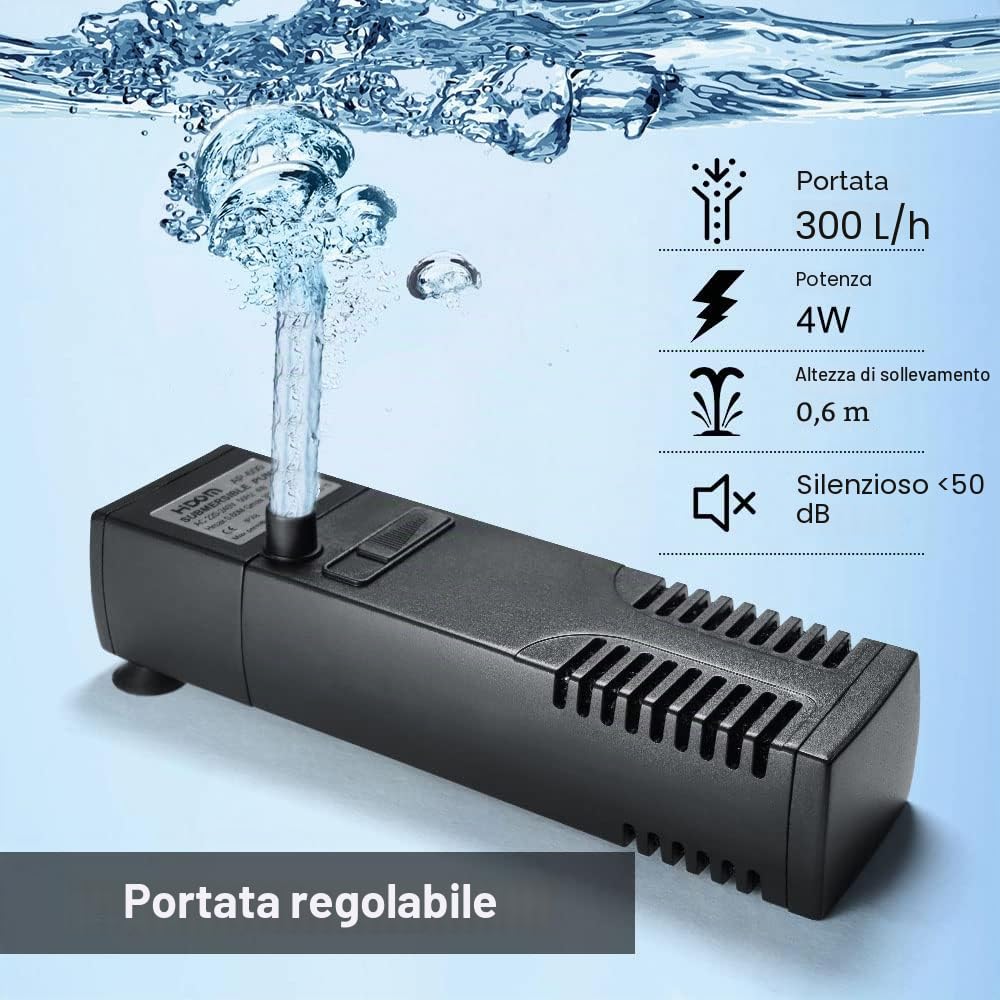 flintronic Filtro per Acquario, 300L/H Filtro Interno per Acquario per 60L Piccoli Acquari, Acquari Freddi o Tropicali, Acquario per Tartarughe