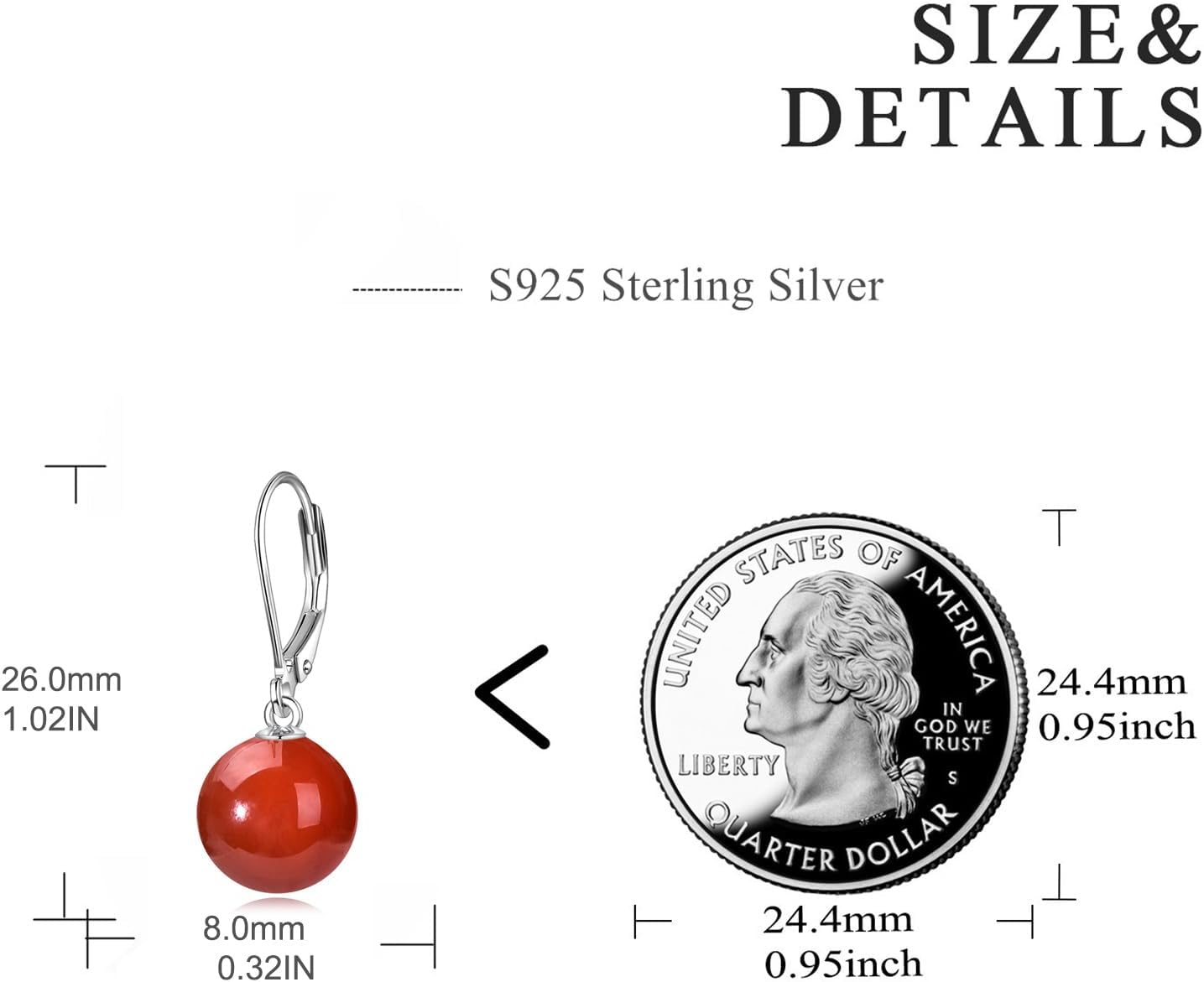 925 Sterling Silver Pearl Leverback Earrings Dangle Drop Jewelry Gifts for Women