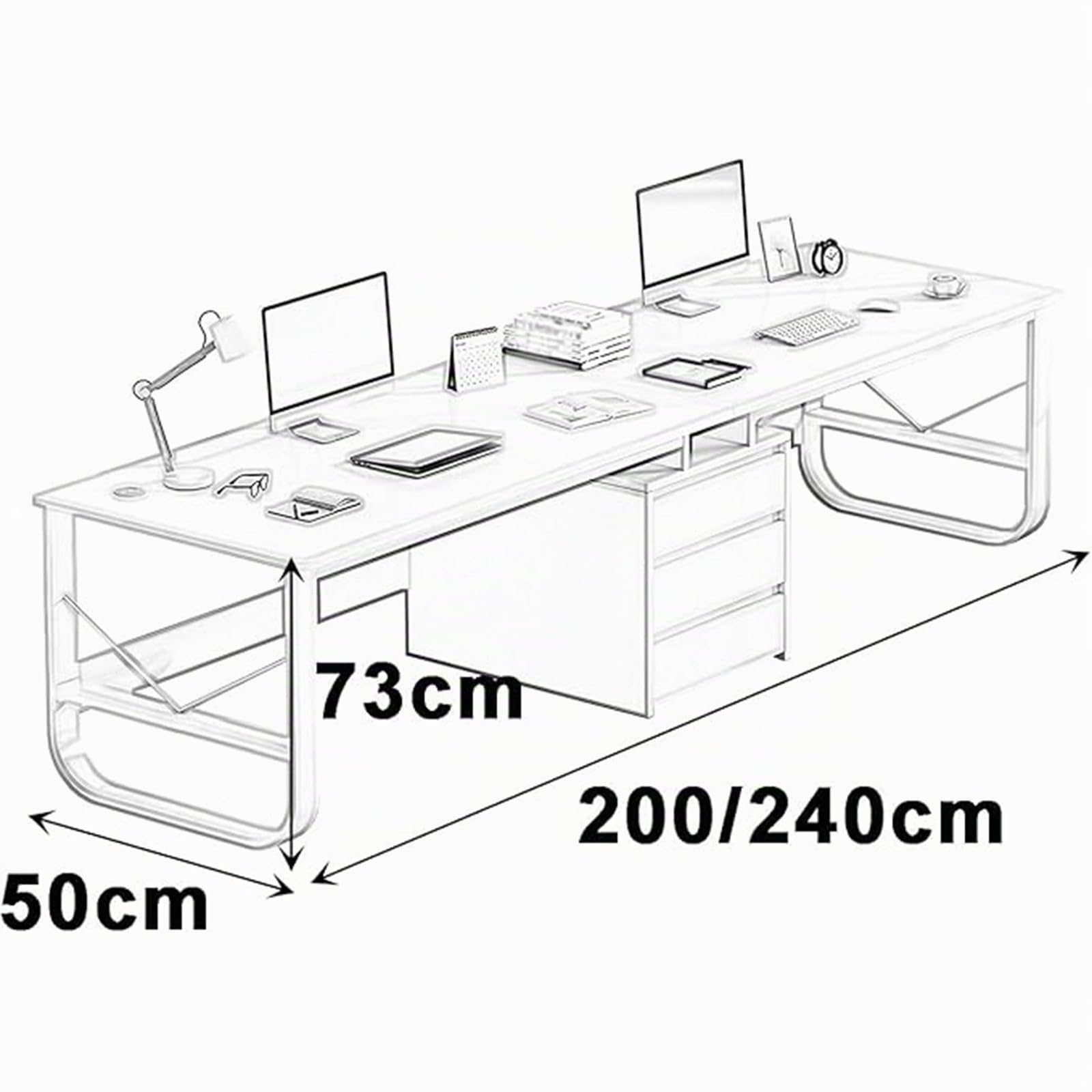 Scrivania Per Computer Per Due Persone Scrivania Da Gioco Per 2 Persone 200-240Cm Scrivania Doppia Postazione Con 3 Cassetti Per Soggiorno Ufficio A,200CM