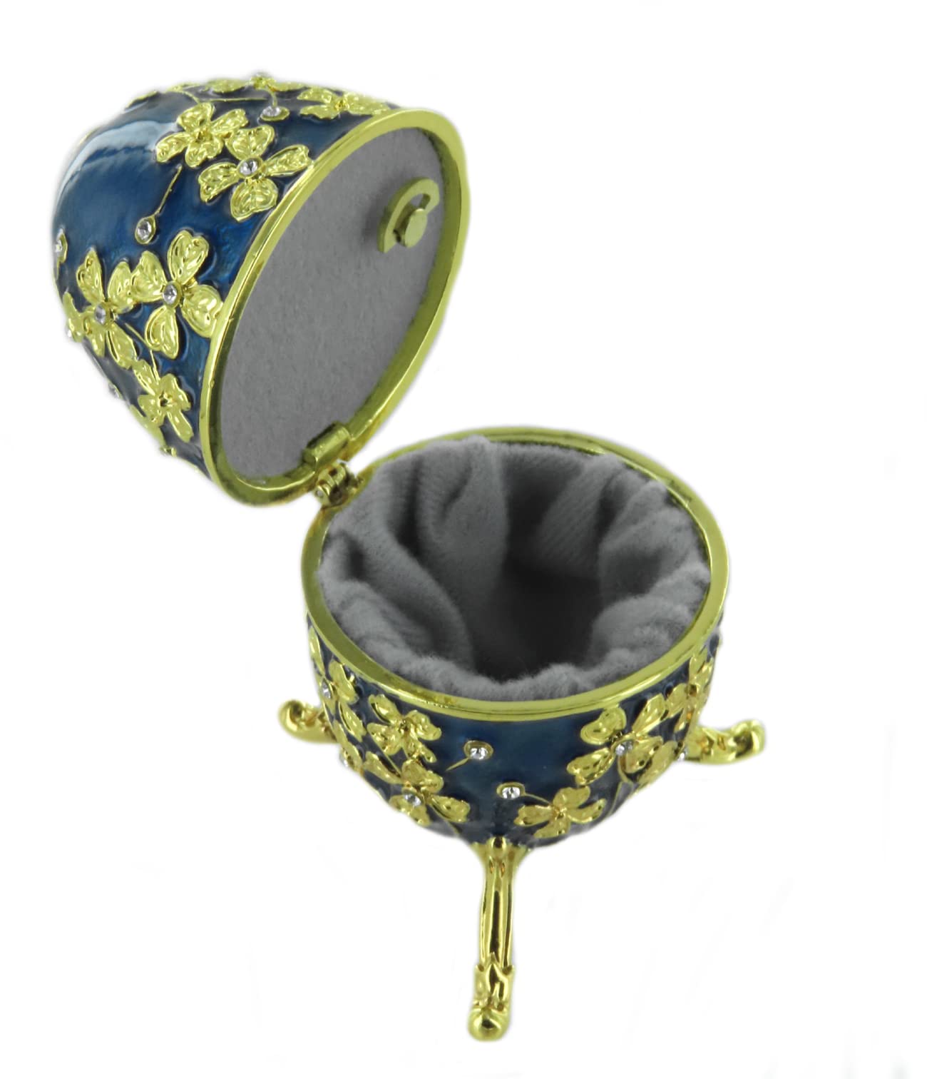 Lutèce Créations Musikalisches Ei/Schmuckei im Fabergé-Stil aus Metall mit Spieluhr, Vergoldungen, Strasssteinen und 18-Ton-Federspielwerk - Amazing Grace