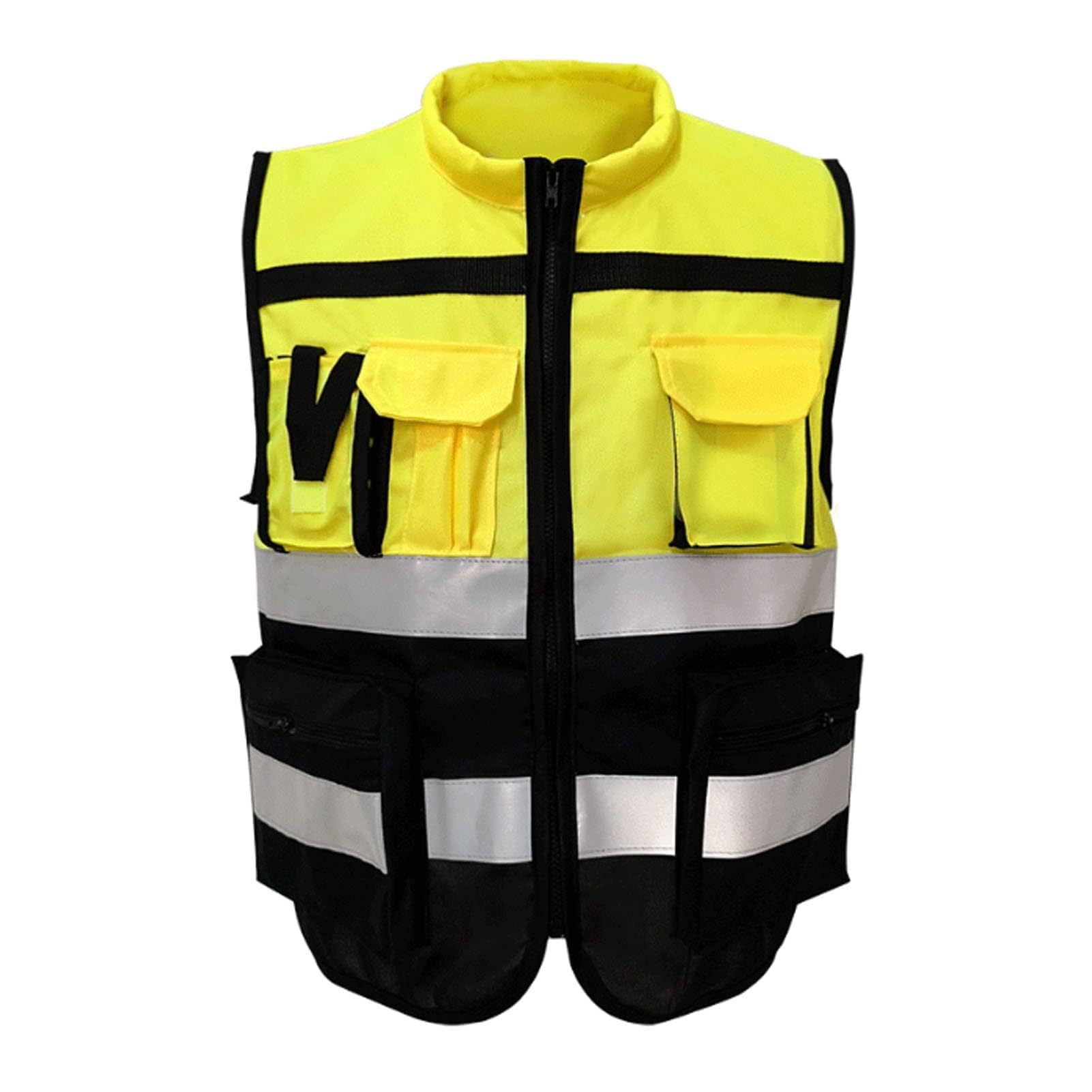 Alomejor Gilet di Sicurezza Riflettente Giallo, Gilet di Sicurezza con Cerniera Ad Alta visibilità con Tasche per Lavorare