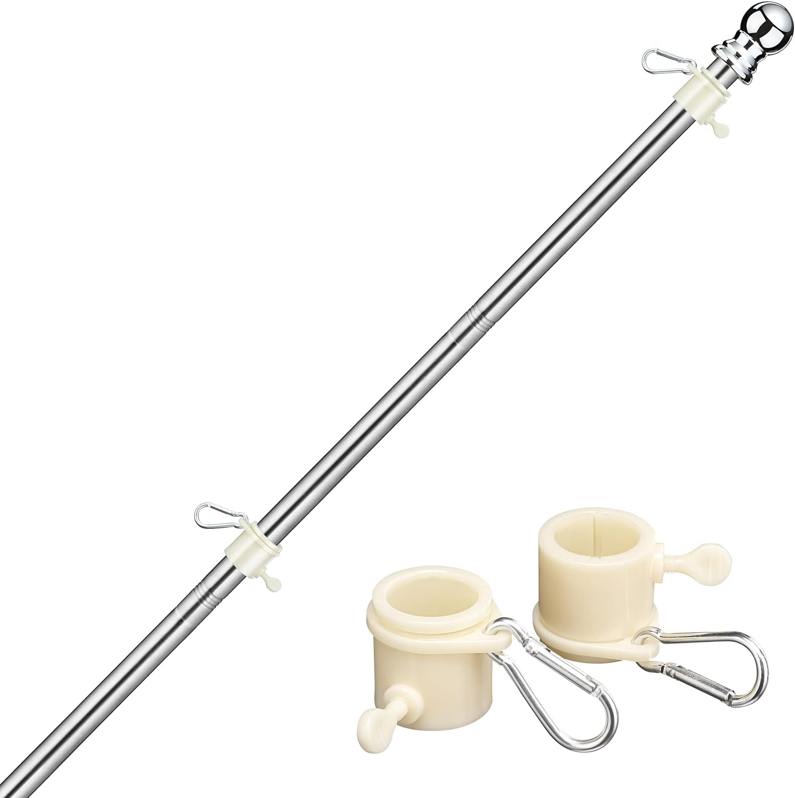 DIIG 6FT Flag Pole Kit,Stainless steel Heavy Duty American US Flagpole, Rustproof for Outdoor Garden Roof Walls Yard House(Without Bracket)