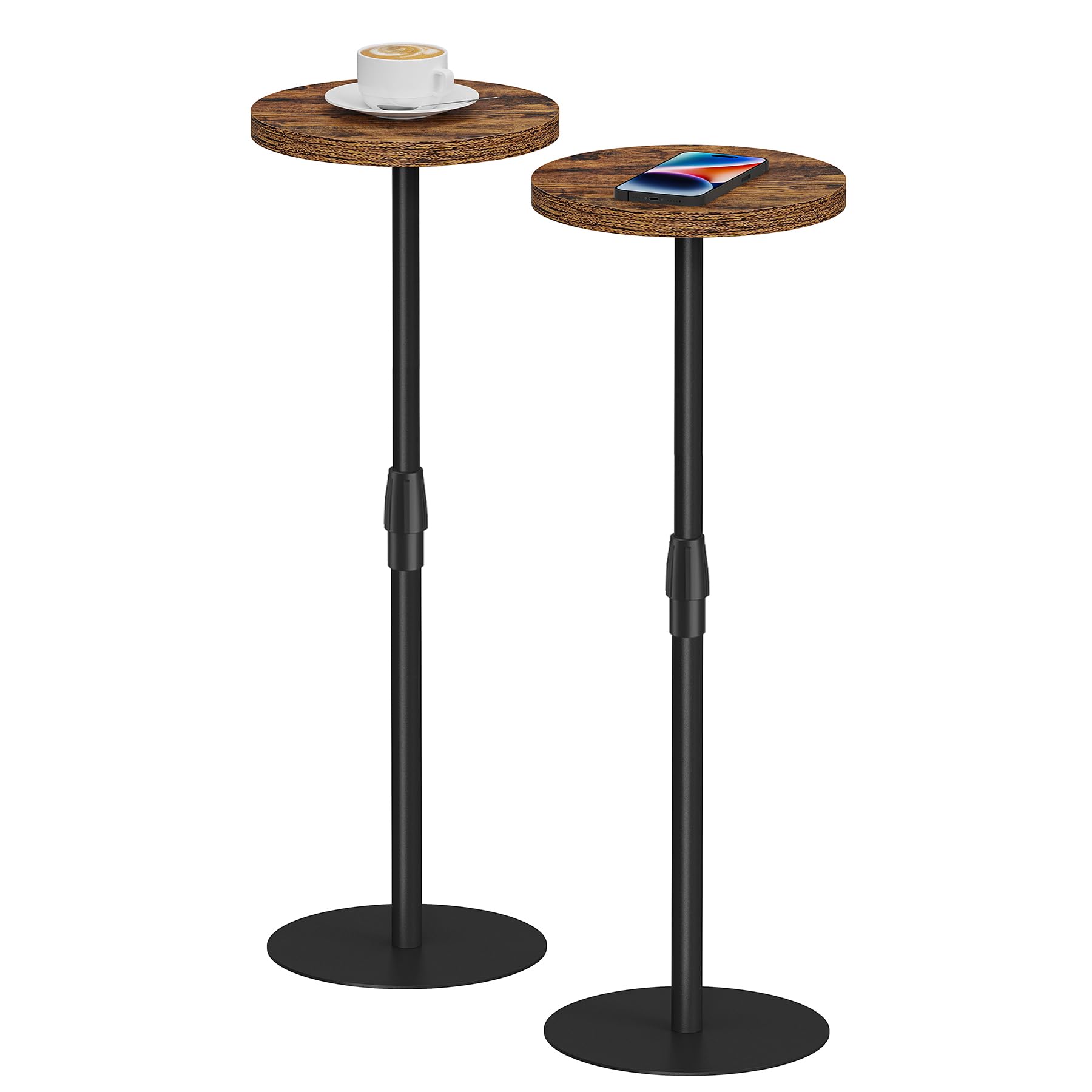 Photo 1 of **MISSING HARDWARE**TUTOTAK Tall Round Side Table, Small End Table?Set of 2?Drink Table, Pedestal Side Table, livingroom, Brown TB01BB0962