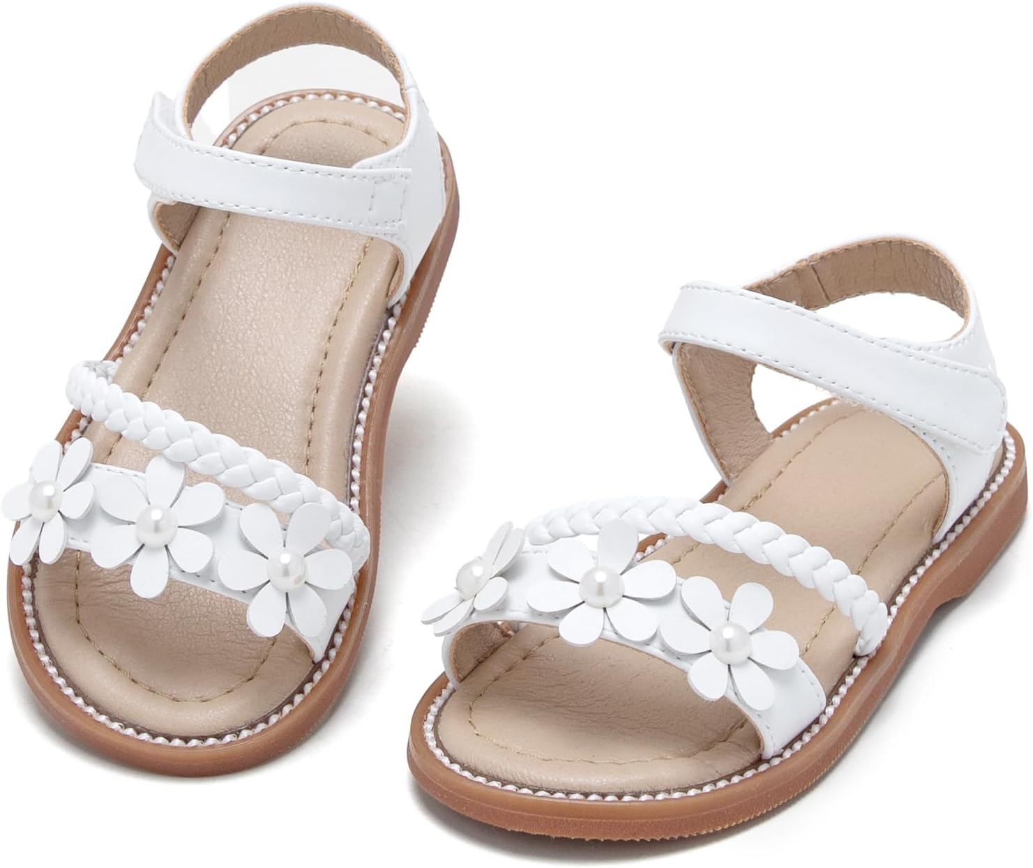 Kolan Little Girl's Closed Toe Summer Princess Flat Flower Sandals Toddler Sandals