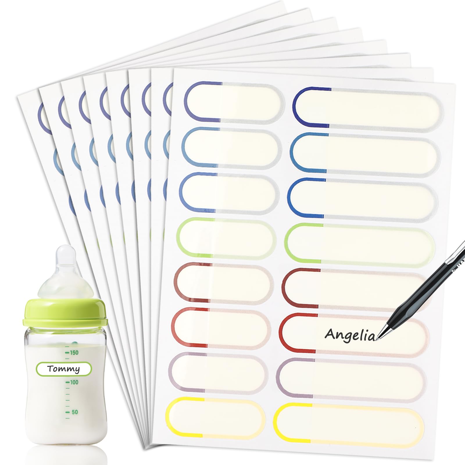 128 PCS Name Labels for Kids Stuff School Supplies, Baby Bottle Labels for Daycare, Waterproof Name Stickers for Daycare Essentials, Self-Laminating,