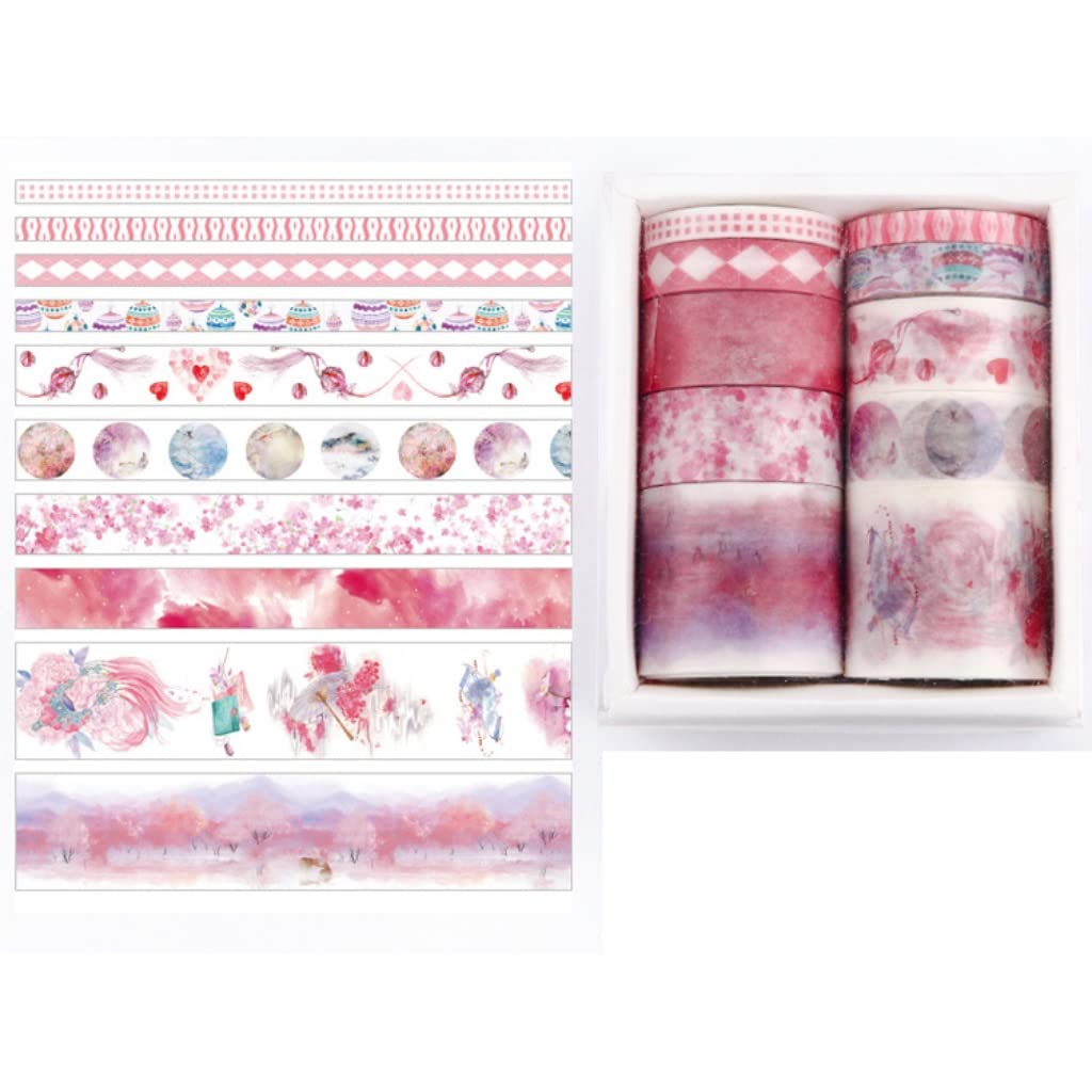10 Rolls Washi Tape Scrapbooking Masking Tapes for Card Making DIY Gift Decor