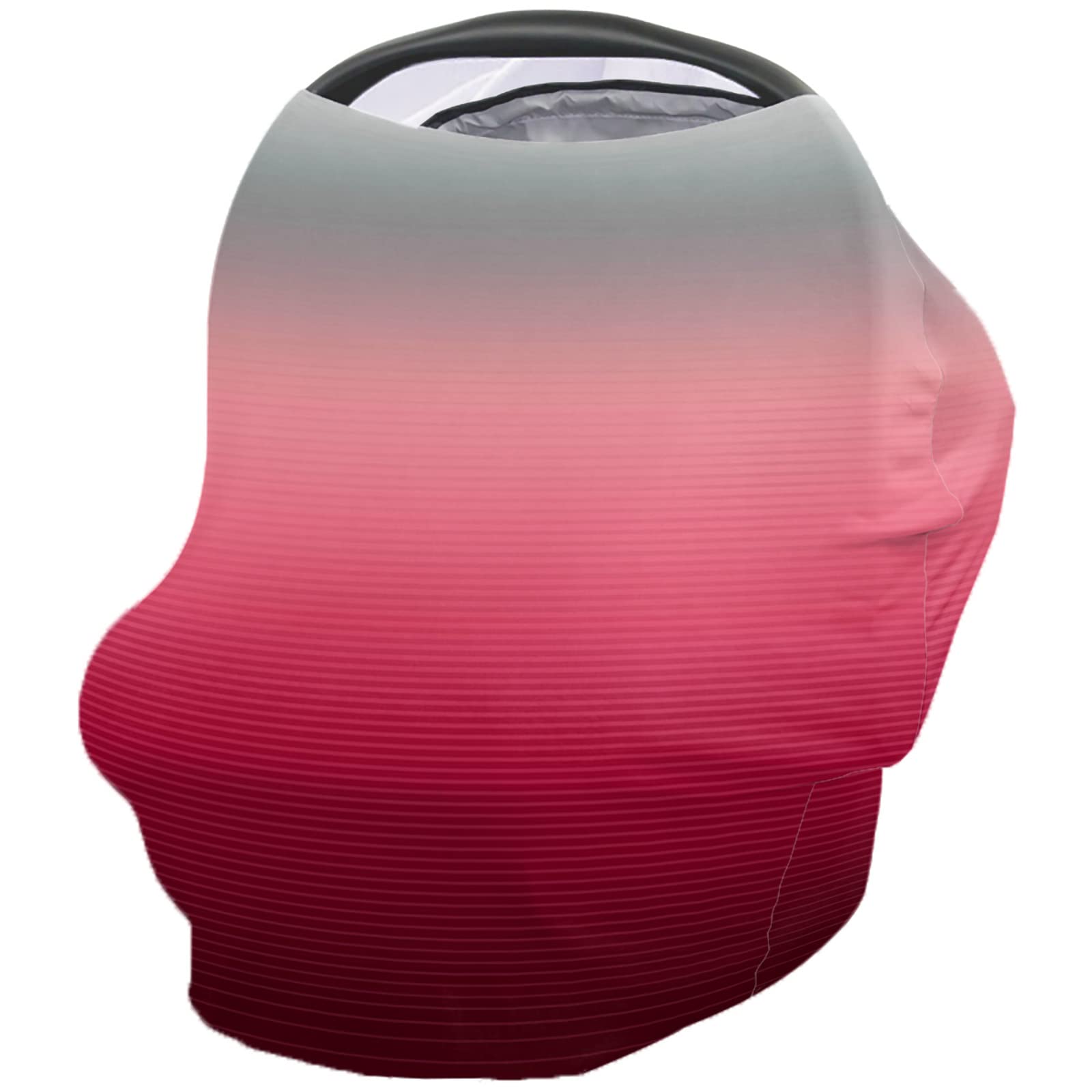 Nursing Cover for Breastfeeding Scarf, Rose Red Grey Gradient Stripe Baby Car Covers Super Soft Multi Use for Canopy Shopping Cart Cover Blanket Stroller Cover