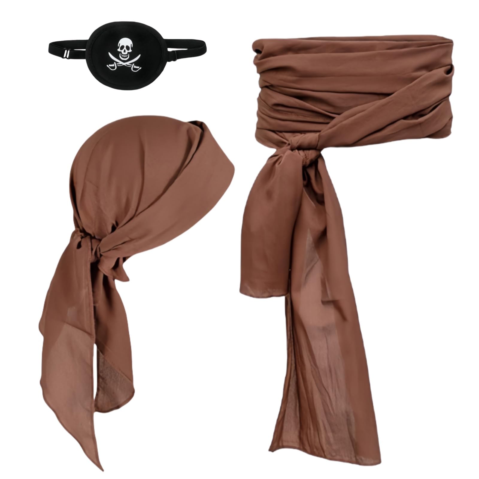 Piratenaccessoireset, piratenhoofdband, tailleriem met oogklep