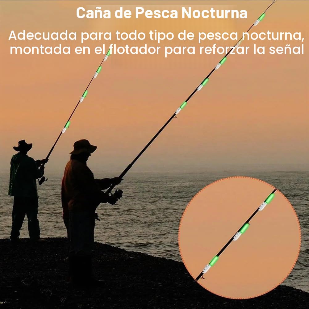 Luces LED nocturnas Luminosas para caña de Pescar, 6.35 cm, Impermeables, Punta de caña de Pescar, Alarma de mordedura de Pesca Nocturna, Barra de Resplandor, Punta de caña de Pescar para caña de