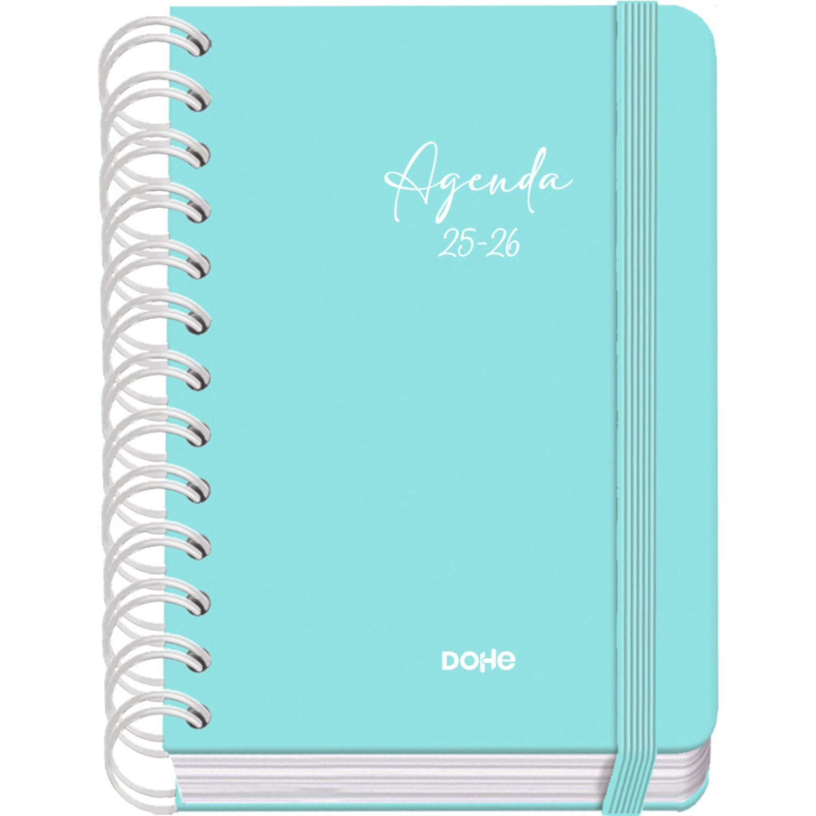 Dohe, School Planner 2025 2026, Day per Page, A6 Size (12x17 cm), Spanish and English, Double Spiral Binding and Elastic Band
