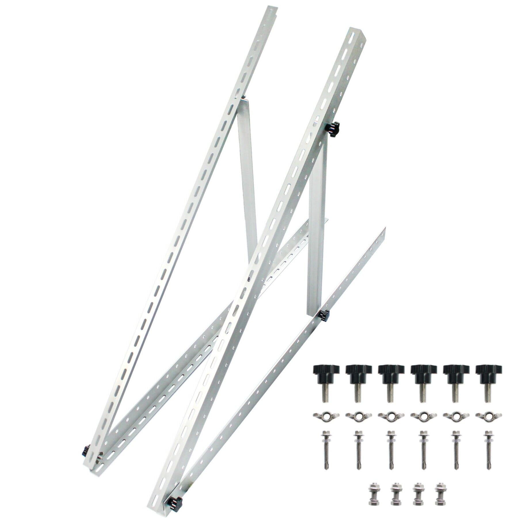 2 supporti per pannello solare 41 pollici/104 cm, pannello solare in alluminio, supporto per pannello solare con angolo regolabile per tetto piatto,camper, barca con kit di montaggio