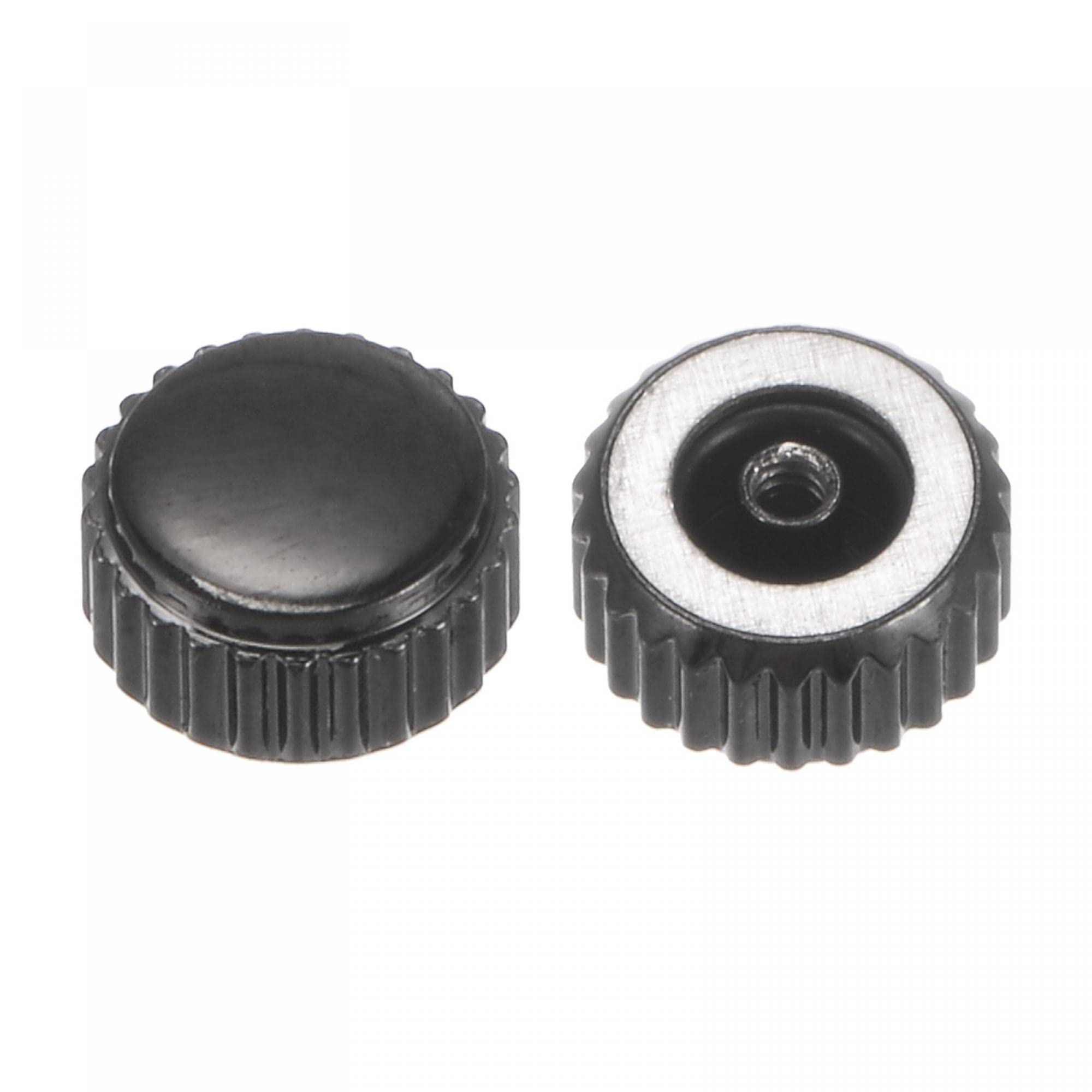 uxcell 2 Pcs 2.8x5mm Watch Crown Parts, Stainless Steel Flat Head Short Stem Watch Crown 2.5mm ID for Watch Repairs Black