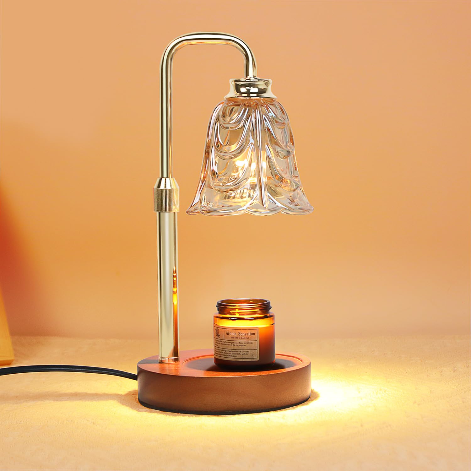 Paryou Candle Warmer Lamp with Timer Electric Adjustable Height Candle Warmer Dimmable Wax Warmer Lamp Jar Candles with 2 Bulbs for Home Decor & Office