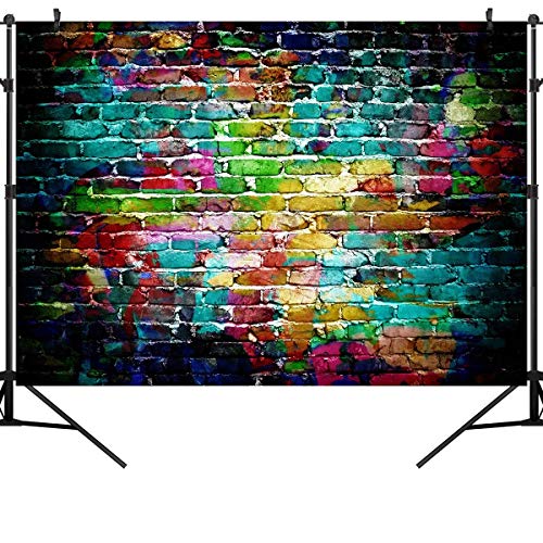 OUYIDA 9X6FT Art Studio Graffiti Photography Backdrops Colorful Brick Wall Photo Background Adults Children Portrait Studio Props Birthday Party Decor Supplies Vinyl Backdrop TG02B