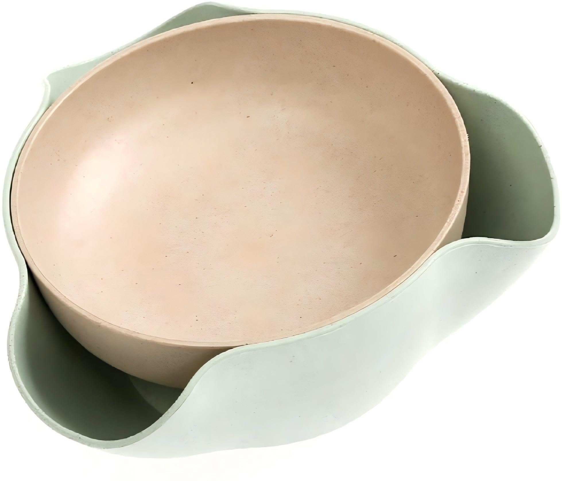 Bamboo's Grocery Double Dish Snack Bowl For Pistachios, Peanuts, Edamame, Cherries, Nuts, with Shell Storage (Green)