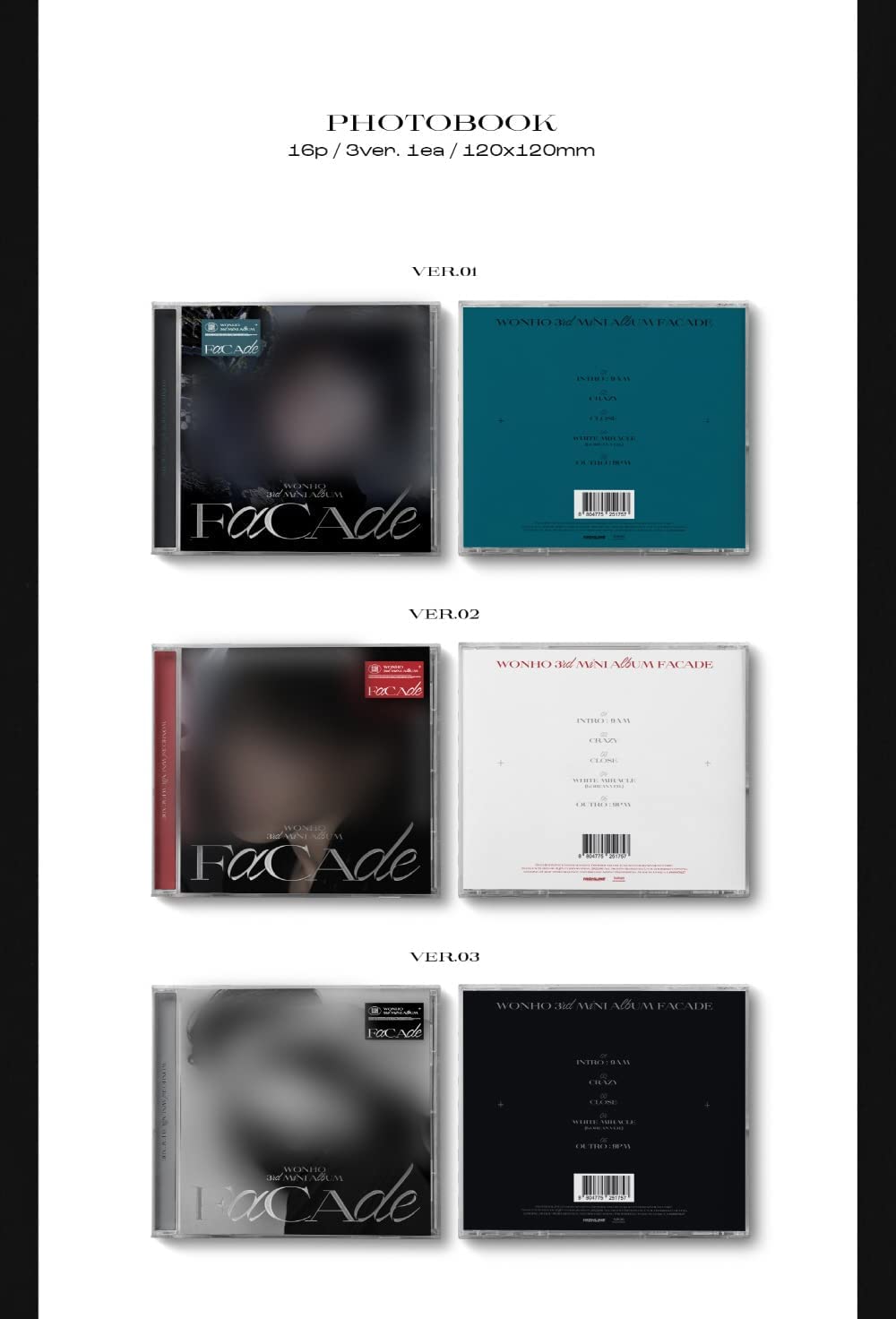 Amazon.com: DREAMUS Monsta X Wonho FACADE 3rd Mini Album Jewel