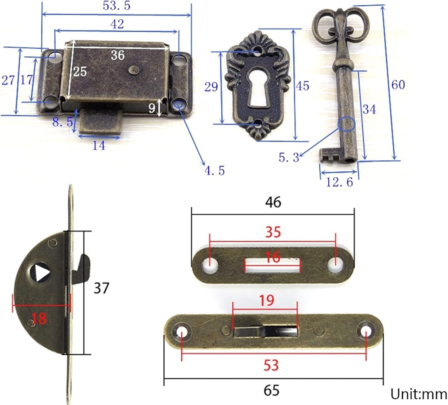 Cabinet Drawer Lock for Jewelry Box Wooden Dressing Case Bookcase Gift Storage- Box MMS524 1Pcs(NO 03 1pcs)
