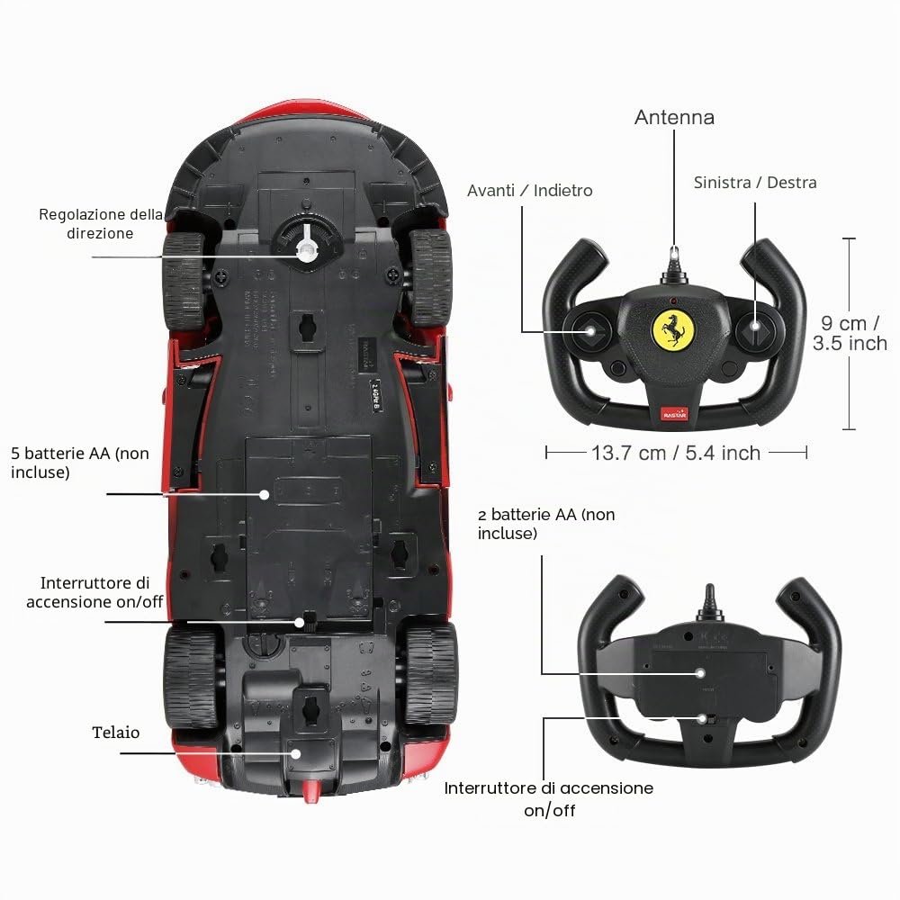 RASTAR - Auto radiocomandata da drifting, modello Ferrari LaFerrari Aperta, in scala 1:14, cabriolet, portiere apribili, luci funzionanti