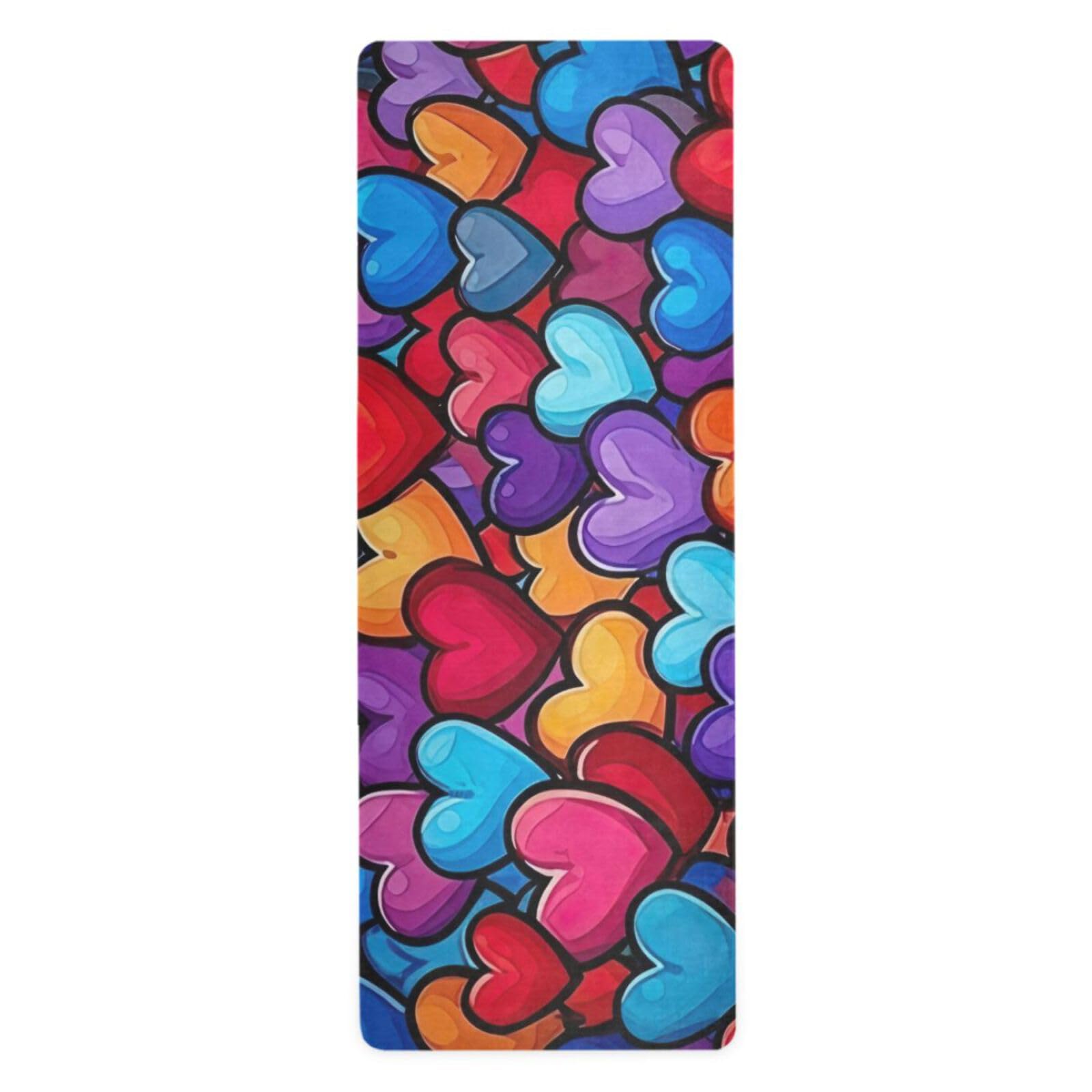 Wassud Colorful Heart Shape Yoga Mat for Women Men 71