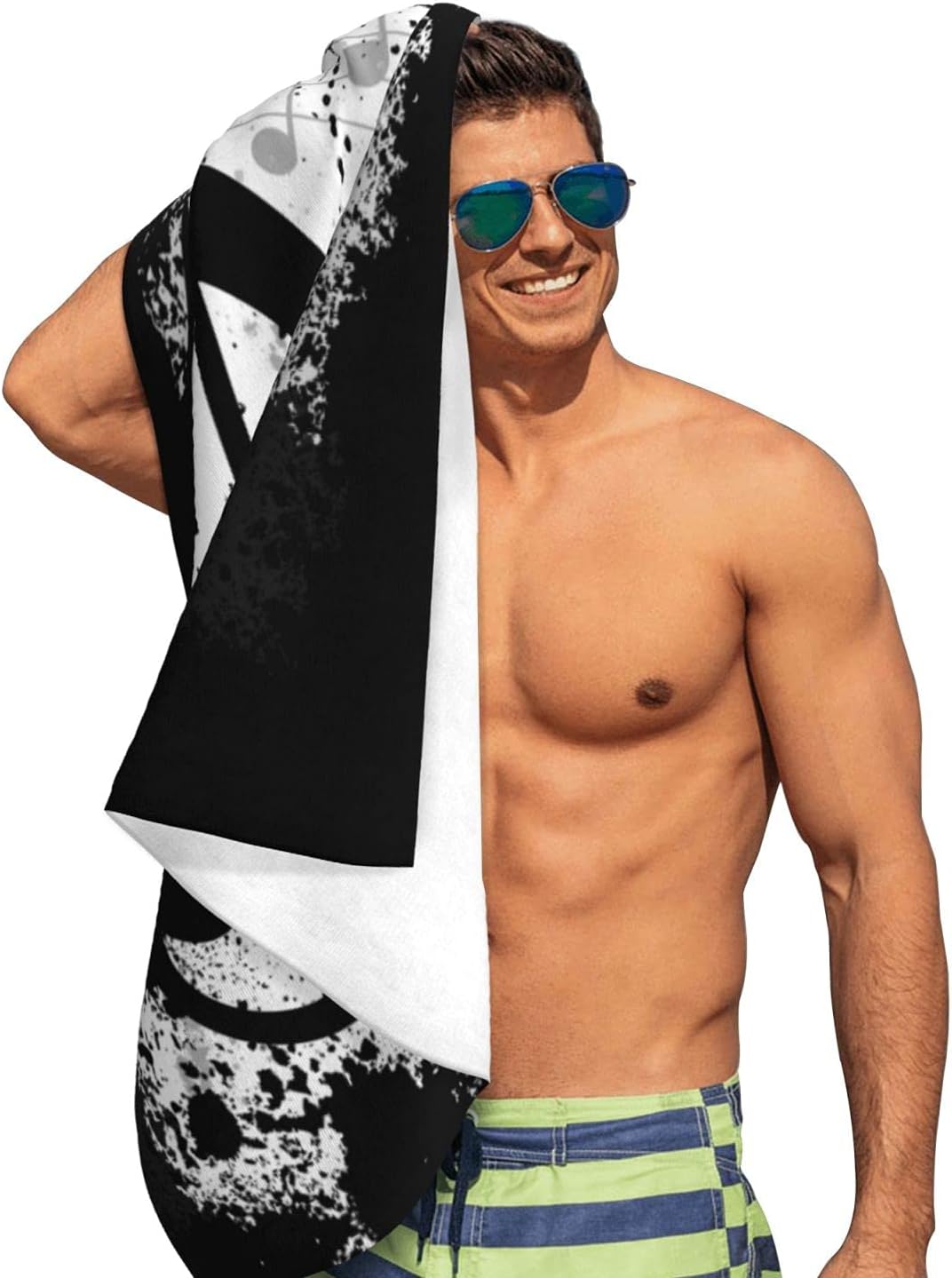 Music Dote Microfiber Beach Towel Bath Towels Oversized Shower Towels for Men & Women Sunbathing Travel Yoga Swimming (52 x 32 Inches)