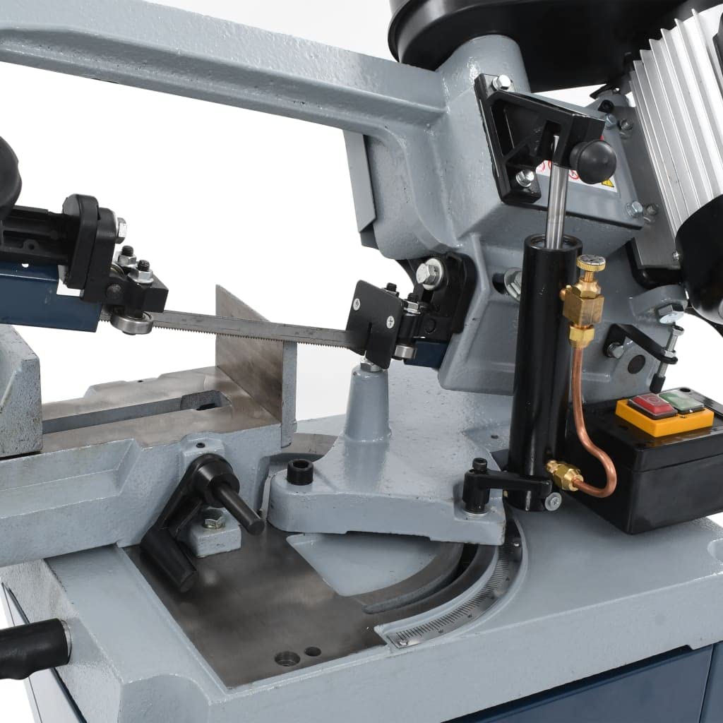 vidaXL Sega a nastro in metallo con base solida 230 V Segatrice verticale per metallo Macchina da taglio per metalli Varie velocità e angolo portatile con ruote