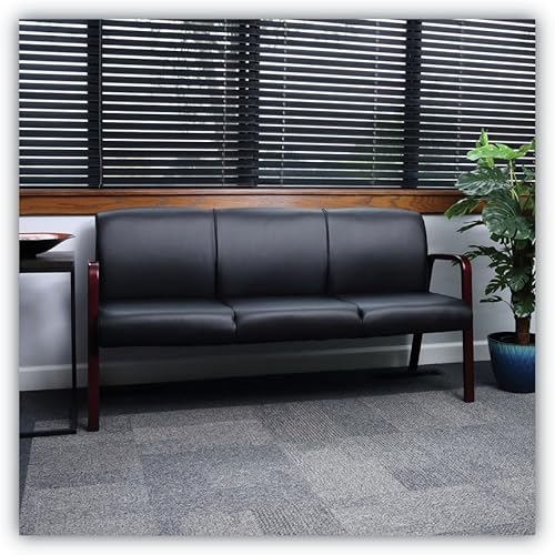 Miniatura 2 de Alera Alera Reception Lounge WL Sofá de 3 asientos, 65.75 pulgadas de ancho x 26 pulgadas de profundidad. 13 x 33 pulgadas, negro/caoba