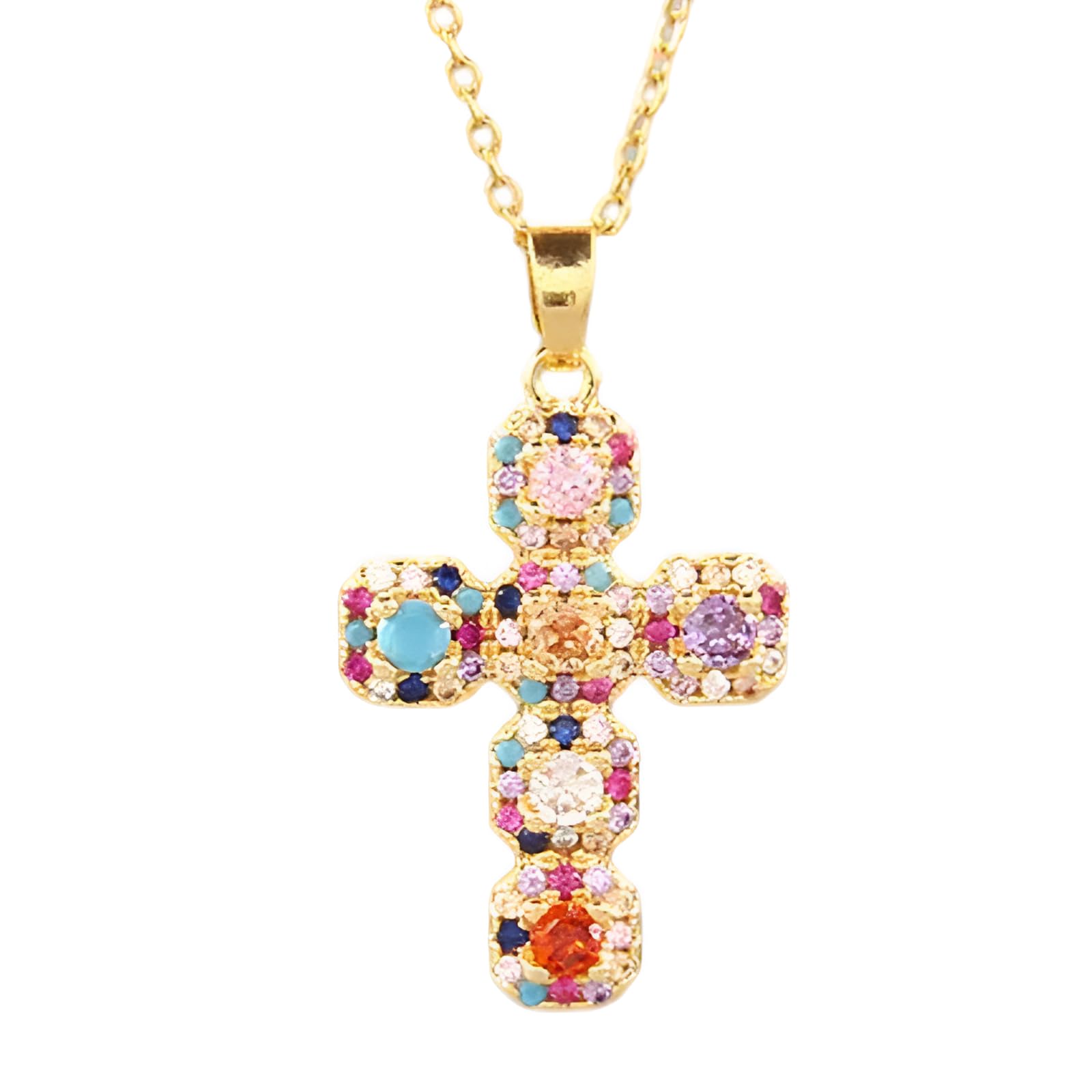 Collier croisé avec Jésus pour femme avec pendentif géométrique
